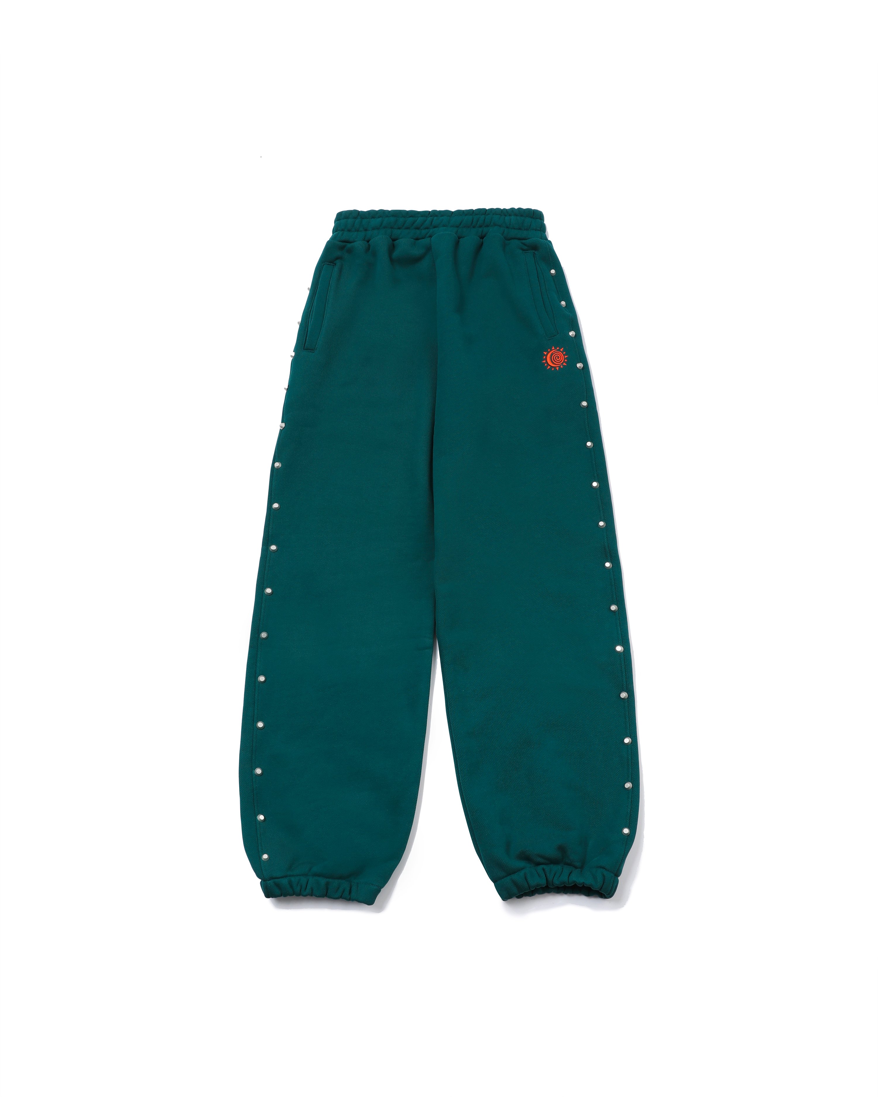 AZTEC SYMBOL EMBROIDERY STUDDED SWEAT PANTS(GREEN)