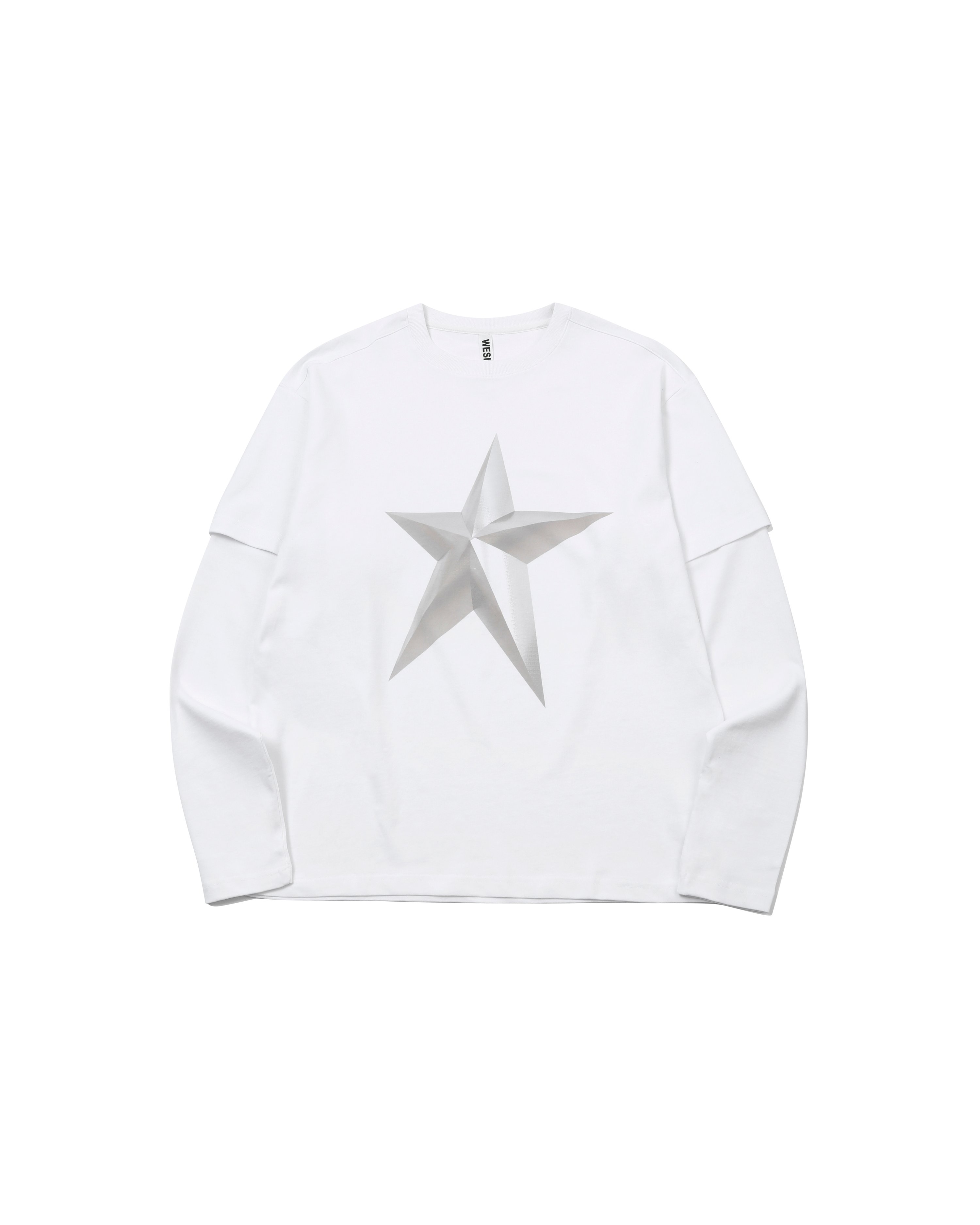 STAR PRINTED LAYERED TEE(WHITE/WHITE)